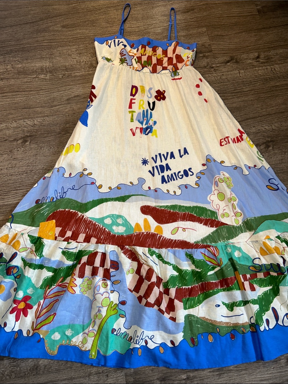 Rachel Zoe Viva La Vida Amigos Linen Blend Maxi Dress Size Small - Picture 2 of 12